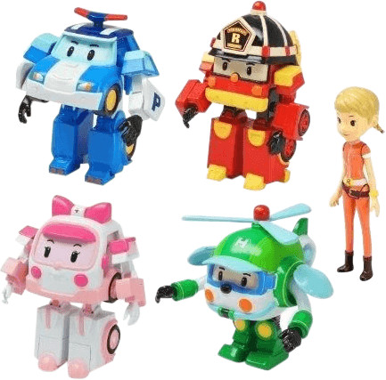 Ouaps Robocar Pack de 5 figurines transformables