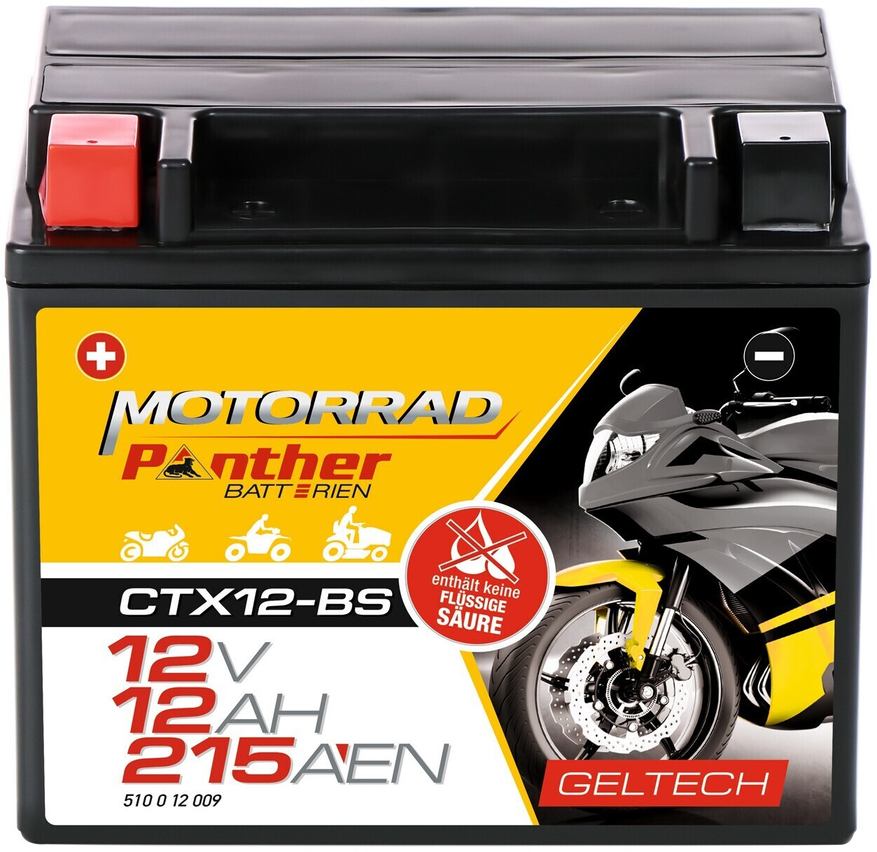 Batterie 12V YTX14-BS 14Ah Säurepack Motorradbatterie Motorrad