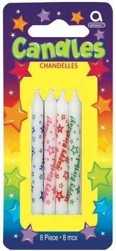 Amscan Lot de 8 bougies Joyeux Anniversaire