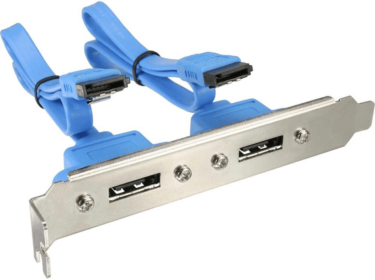InLine SATA slot bracket 6Gb/s, 2x SATA socket external to internal SATA plug 30cm (27903)