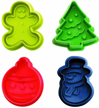 ibili Lot de 4 emporte-pièces avec poussoir Noël