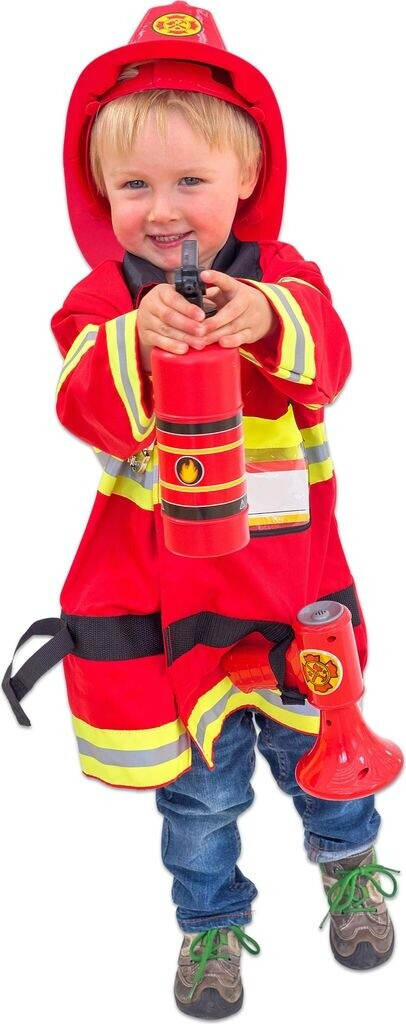 Costume De Pompier Pour Enfants - Déguisement Chef Des Pompiers Avec 8 Accessoires Pour Jeu De Rôle, Halloween, Noël Et éducation Incendie
