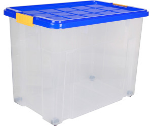 Centi Stapelbox Aufbewahrungsbox mit Deckel Groß XXL, Aufbewahrungsboxen,  80 L (Set, 2 St., 48L x 31B x 45H cm, grün), stapelbar Kisten mit Deckel,  Rollen, Clip-Griffen und Lüftungsklappe