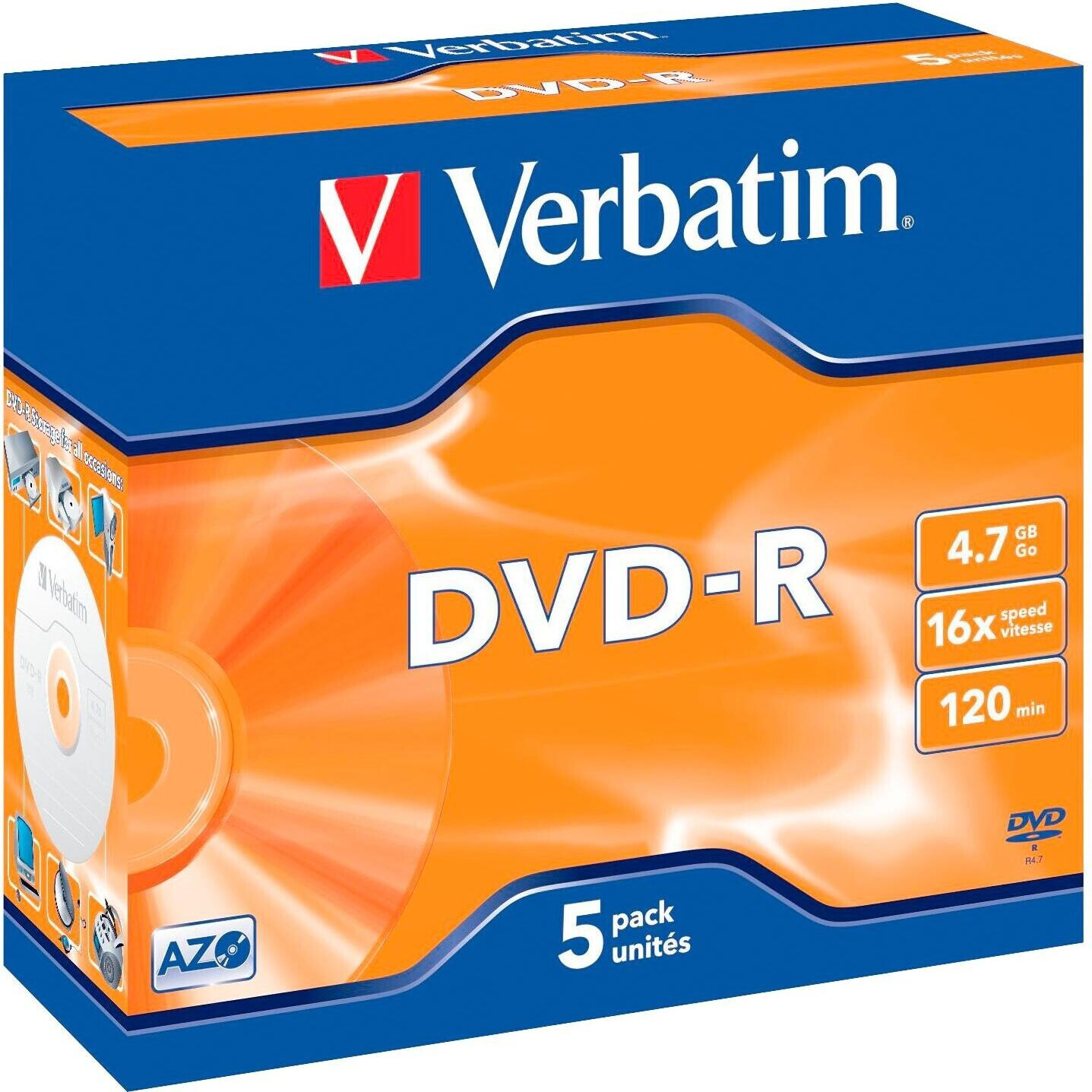 Photos - Other for Computer Verbatim DVD-R 4,7GB 120min 16x 5er Jewelcase 