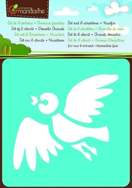 Avenue Mandarine Set de 6 pochoirs : Animaux familiers