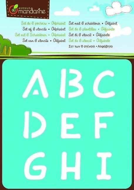 Avenue Mandarine Set de 6 pochoirs : Alphabet