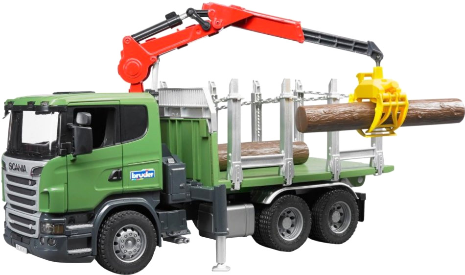 Bruder Camion de transport de bois série R Scania avec grue de chargement (03524)