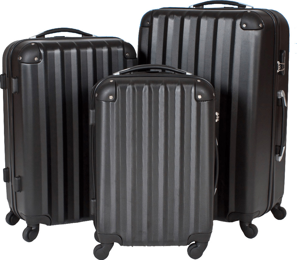 TecTake Hard Shell 4 Wheel Trolley Set 50/60/68 cm (4007) black