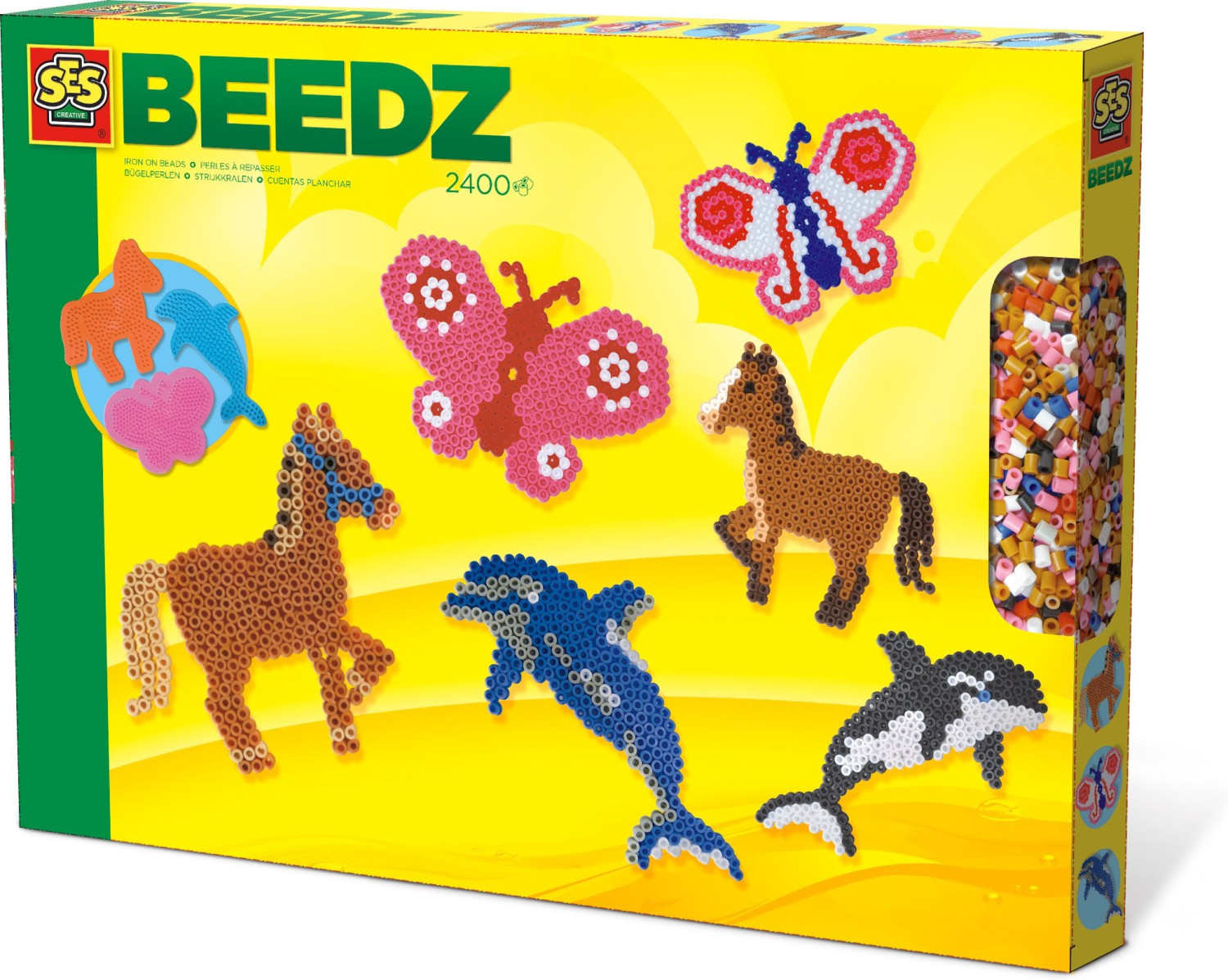 SES Creative Boîte de perles Technique à repasser : Cheval, Papillon, Dauphin