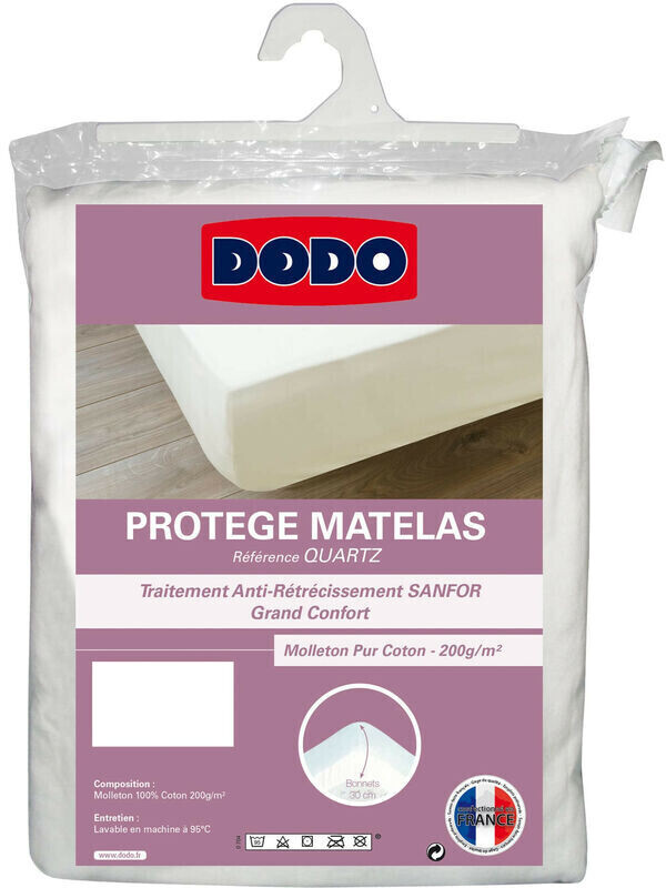 DODO, Protège-Matelas Absorbant Molleton Coton 160x200, pour lit 2  Personnes, Protège-Matelas Quartz, Douce et Confortable