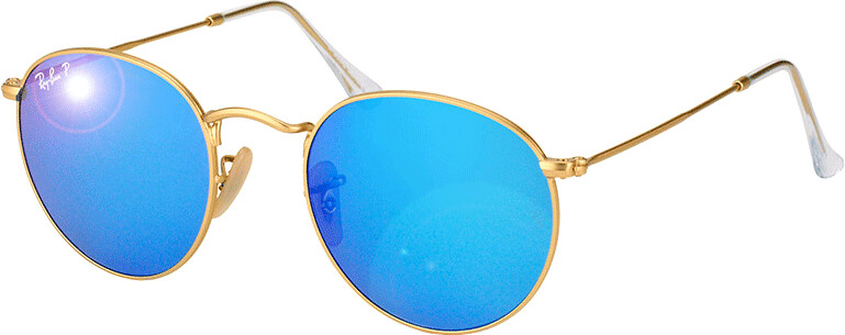 Ray-Ban Round Flash RB3447 112/4L (matte gold/blue flash polarized)