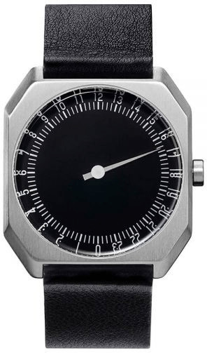 Slow Jo 06 Black Leather Silver Case Black Dial