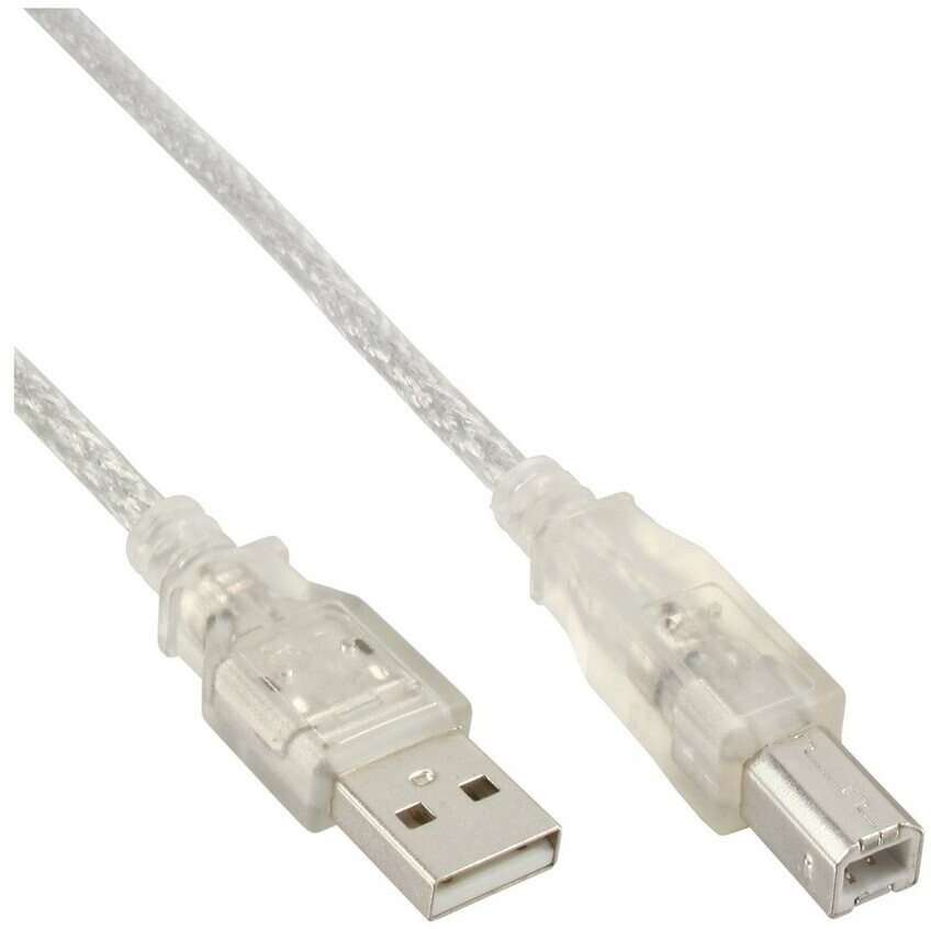 InLine USB 2.0 cable, transparent, AM/BM, 10m (34550T)