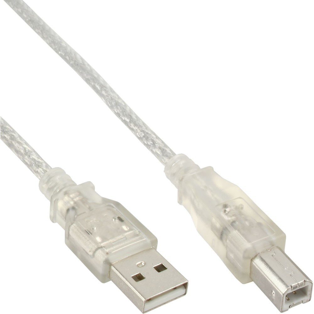 InLine Câble USB 2.0, A vers B, transparent 1m (34510T)