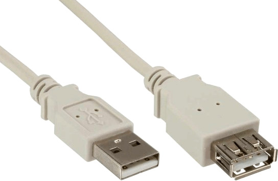 InLine Câble USB 2.0, beige/gris, A M/F, 1m (34610X)