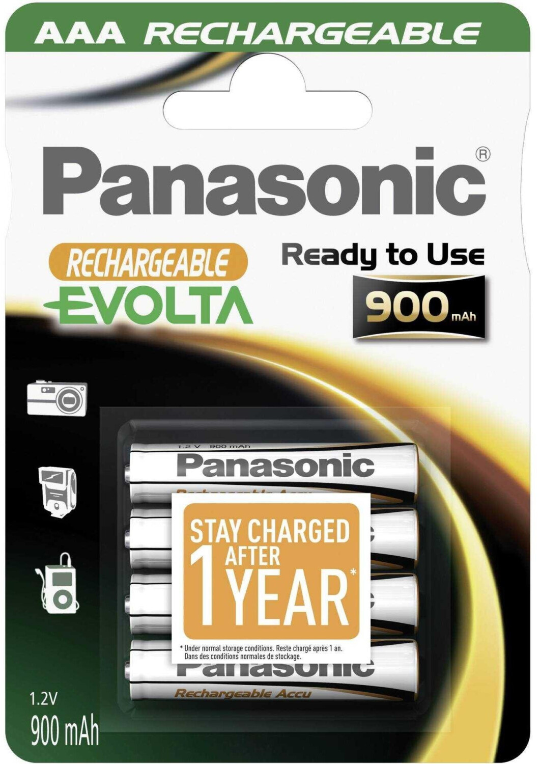 Panasonic Rechargeable Evolta AAA NiMH 1,2V 900 mAh (4 St.) ab 10,92