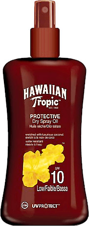 Hawaiian Tropic Huile solaire sèche en vaporisateur FPS 10 (200 ml)