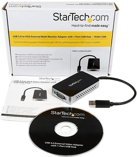 StarTech Adaptateur Vidéo Carte Graphique Externe UsB 3.0 vers VGA - avec Hub USB - 1920x1200 (USB32VGAEH)