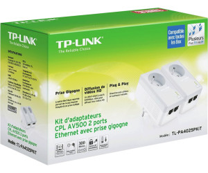 TL-PA4020PT KIT, Kit de 3 adaptateurs CPL AV500 2 ports Ethernet avec prise  gigogne