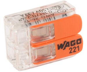 WAGO S221 15 mini bornes de connexion rapide 2 entrées pour fils souples et  rigides - 221-412