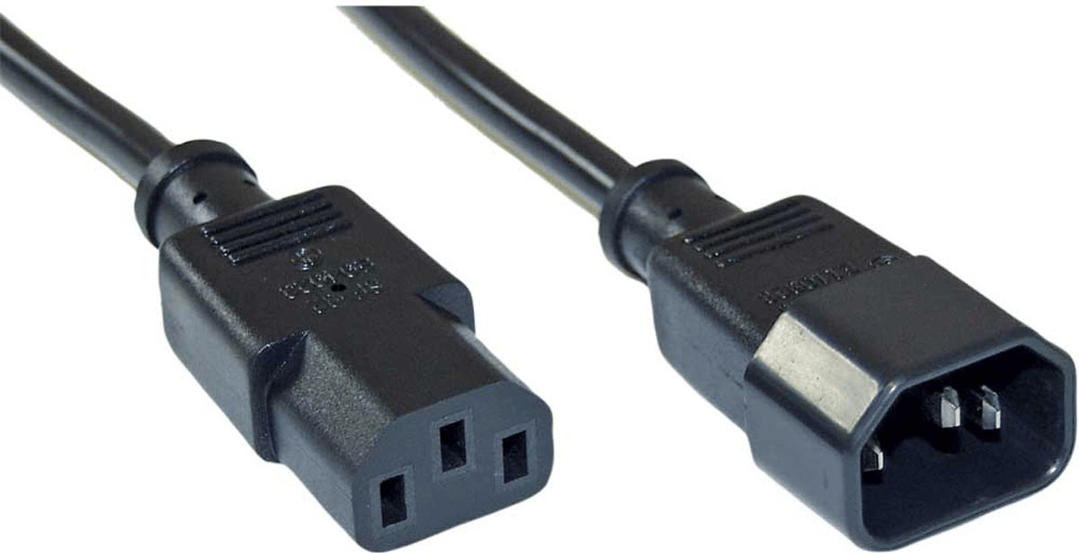 InLine Câble d'alimentation, 3 broches IEC M/F, noir, 1m (16631)