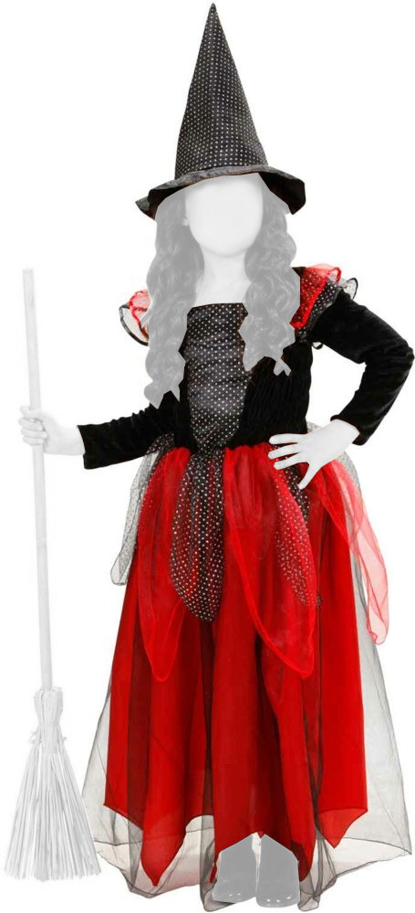 Widmann Déguisement sorcière noir & rouge fille