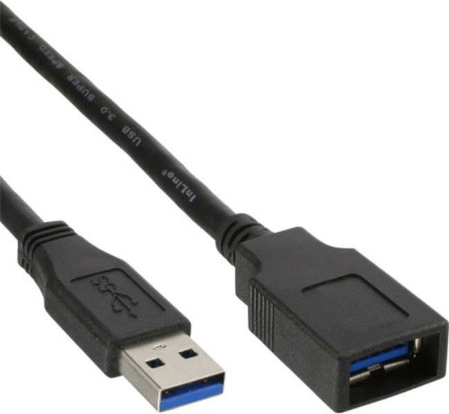 InLine Câble USB 3.0, AM/AF, noir, 1m (35610)