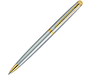Waterman Hémisphère stylo bille luxe - acier inoxydable avec attributs or  fin 23K - pointe moyenne - encre bleue - coffret cadeau : :  Fournitures de bureau