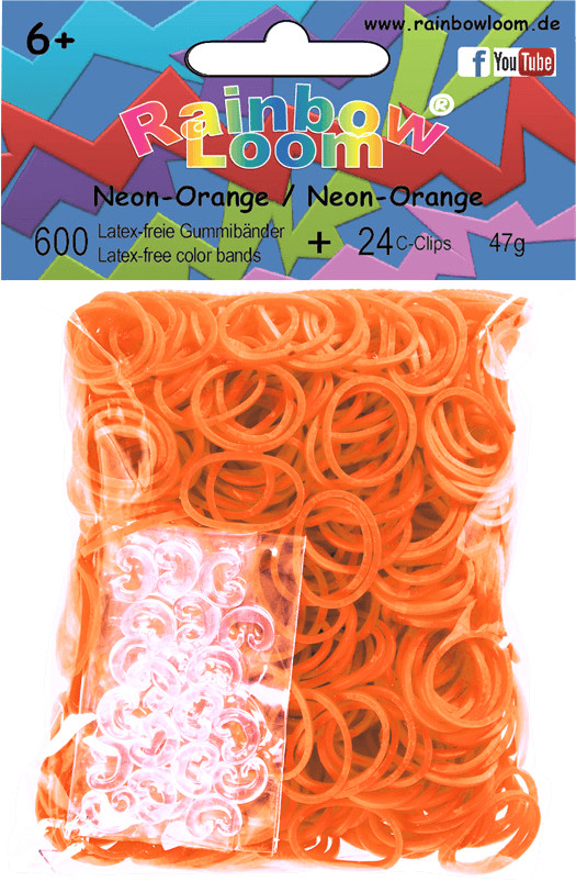 Rainbow Loom Recharge élastiques : orange fluo (600 pièces)