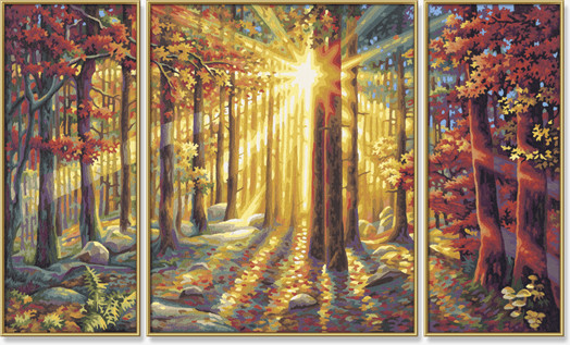 Schipper Peinture par numéro : Forêt d'automne - tryptique