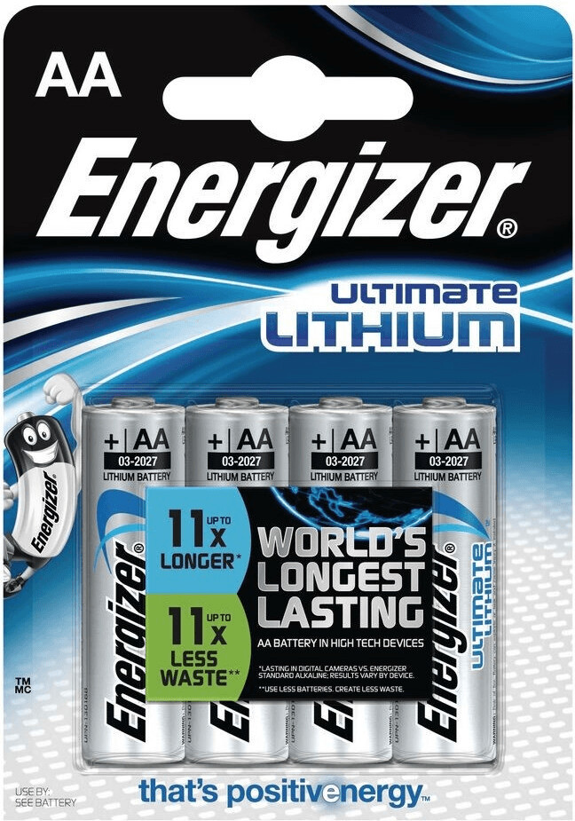 4x AA Energizer Ultimate Lithium L91 - 1.5V - AA / 14500 - Lithium