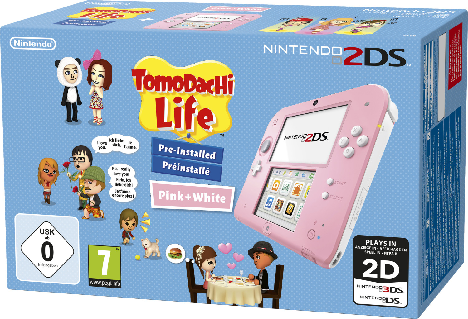 Nintendo 2DS rose-blanc + Tomodachi Life