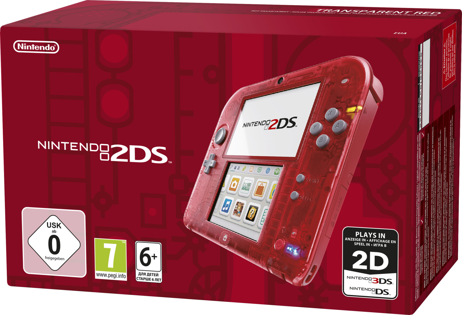Nintendo 2DS rouge transparent