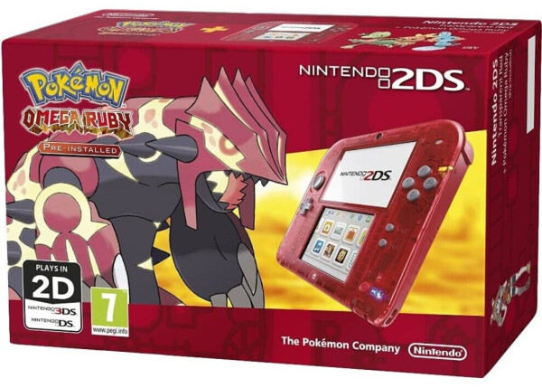 Nintendo 2DS rot transparent + Pokémon: Omega Rubin, Bild 2