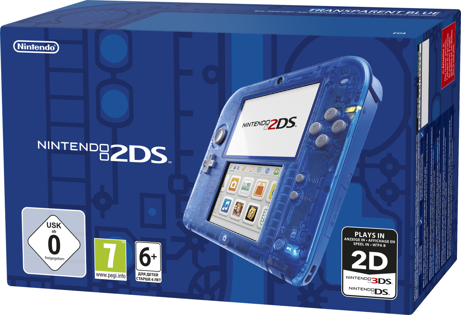 Nintendo 2DS bleu transparent