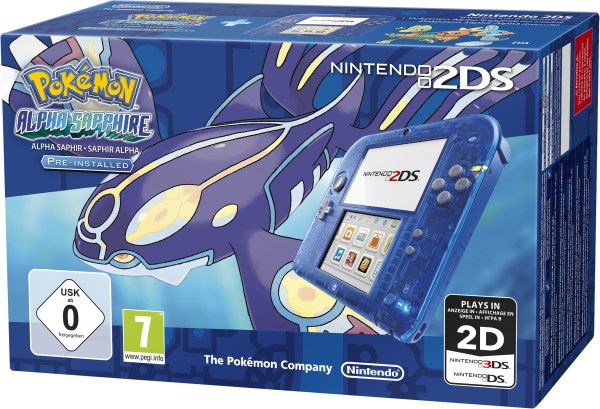 Nintendo 2DS blau transparent + Pokémon: Alpha Saphir