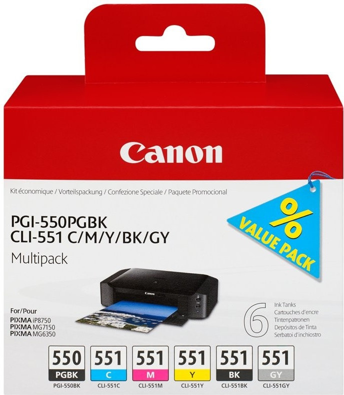 Multipack cartouches Canon PGI29 MBK/PBK/DGY/GY/LGY/CO