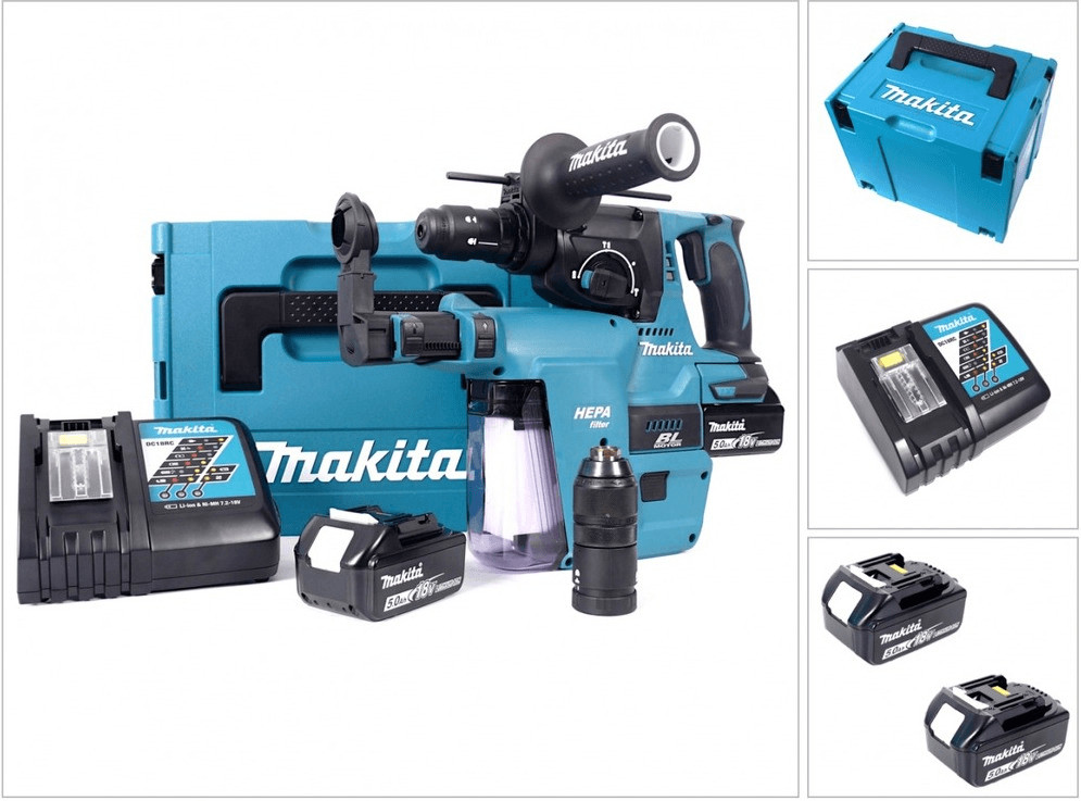 Makita dhr243 Perforateur-burineur sans fil 18 V/2 x 3,0 Ah batterie et  chargeur en coffret Makpac – dhr243rfj