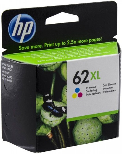 HP - HP 62XL Cartouche d'Encre Trois Couleurs grande capacité
