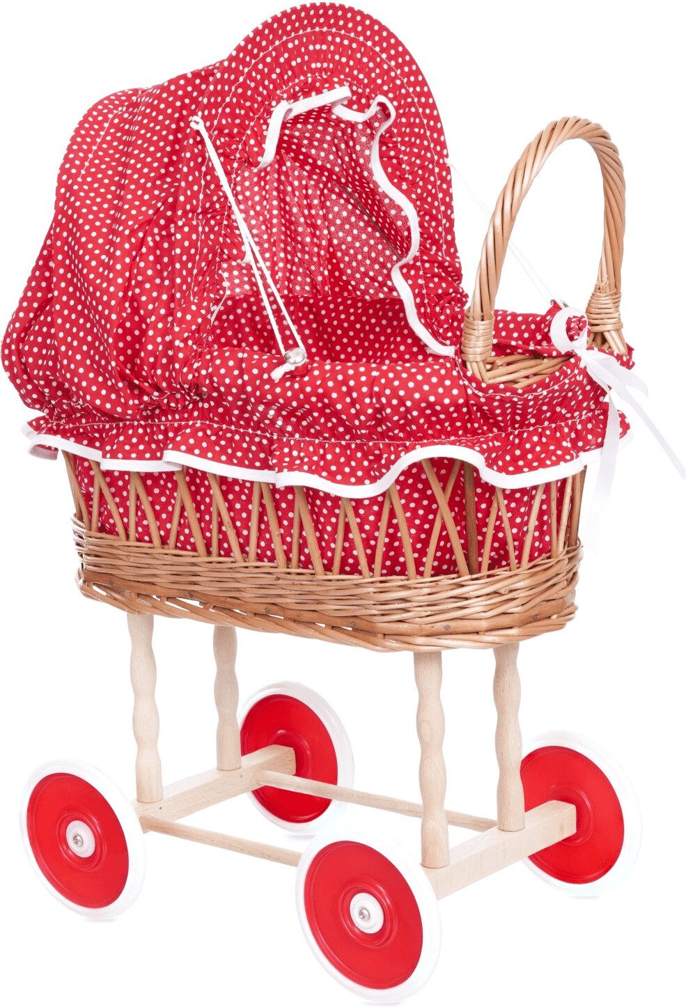 Egmont Toys Landau en osier à pois rouge & blanc