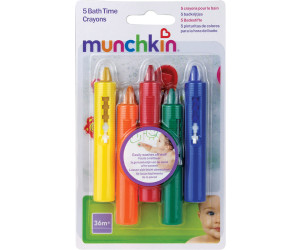 Munchkin Crayons de Bain, Jeu de Bain Coloré, Jouet de Bain Anti-Salissure,  Dessine sur Carrelage et Faïence, Jeux de Bain Créatifs Bébé et Nourrisson,  Feutre Lavable Bébé - Set de 5 crayons 