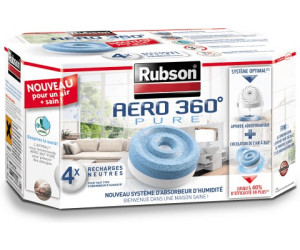 Rubson - Absorbeur d'humidité Pure pour pièces de 20 m² (+ recharge neutre)  & 4 recharges en tabs neutres pour l'absorbeur d'humidité
