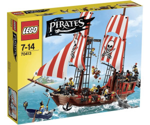 Lego Piratenboot rot mit Segel schwarz/weiß und Figur passt zum Piratenschiff