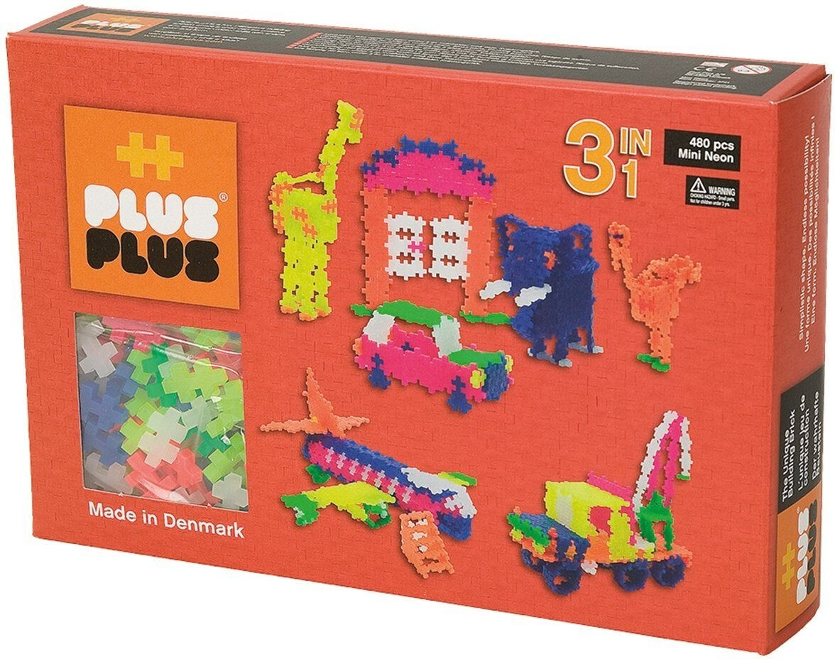Plus-Plus Box 3 in 1 Mini Neon - 480 pcs