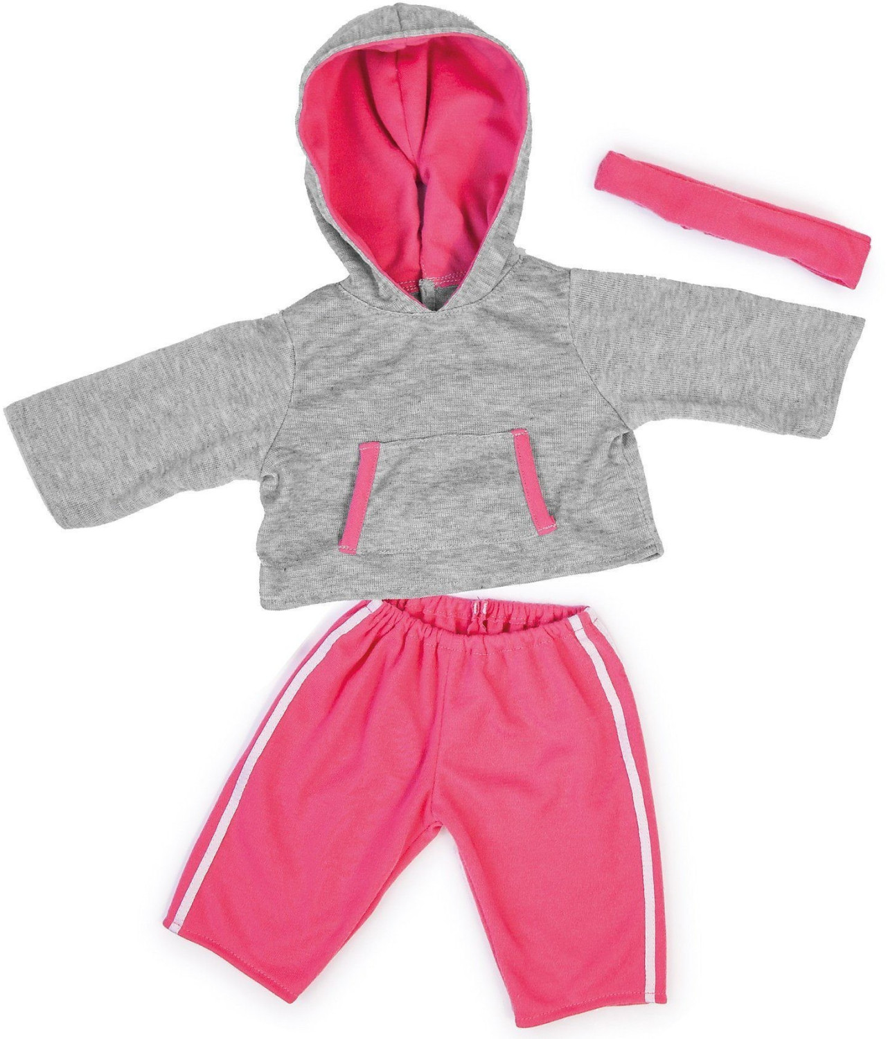 Bayer Design Gilet à capuche et pantalon Jogging Sport gris/rose pour poupon de 38 cm (83834)