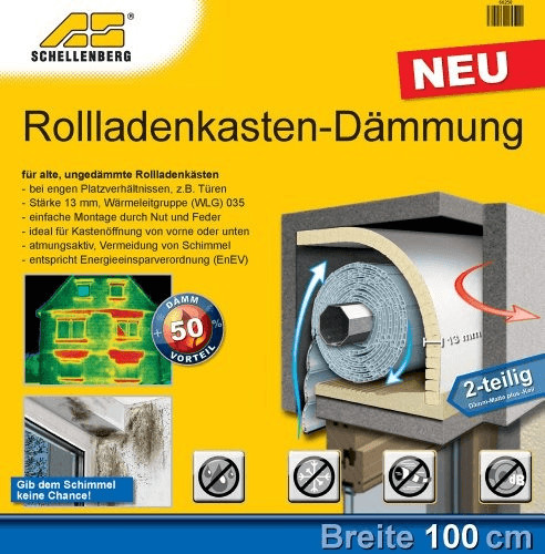 Schellenberg Rollladenkasten-Dämmung 100 x 50cm - 13mm (2-teilig