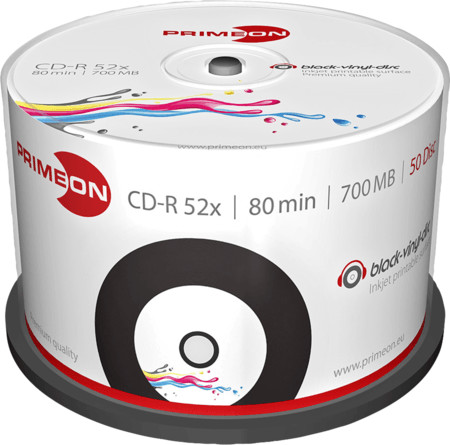 Primeon CD-R Black-Vinyl 700MB 52x printable 50er Cakebox