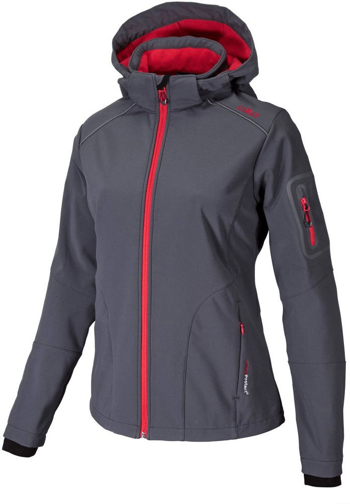 CMP Women Softshell Jacket Zip Hood (3A05396) Grey-Campari
