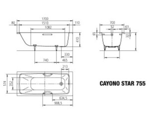 Kaldewei Cayono Star 755 Badewanne 170 x 70 cm pergamon ab ...