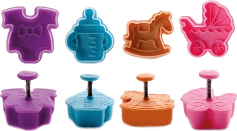 ibili Lot de 4 emporte-pièces avec poussoir bébé
